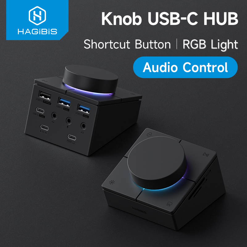 Usb Hub Gaming - Hagibis-Knopf, USB-C-Hub mit Tastenkombinationen, Typ-C-Dockingstation, Lautstärkeregelung,