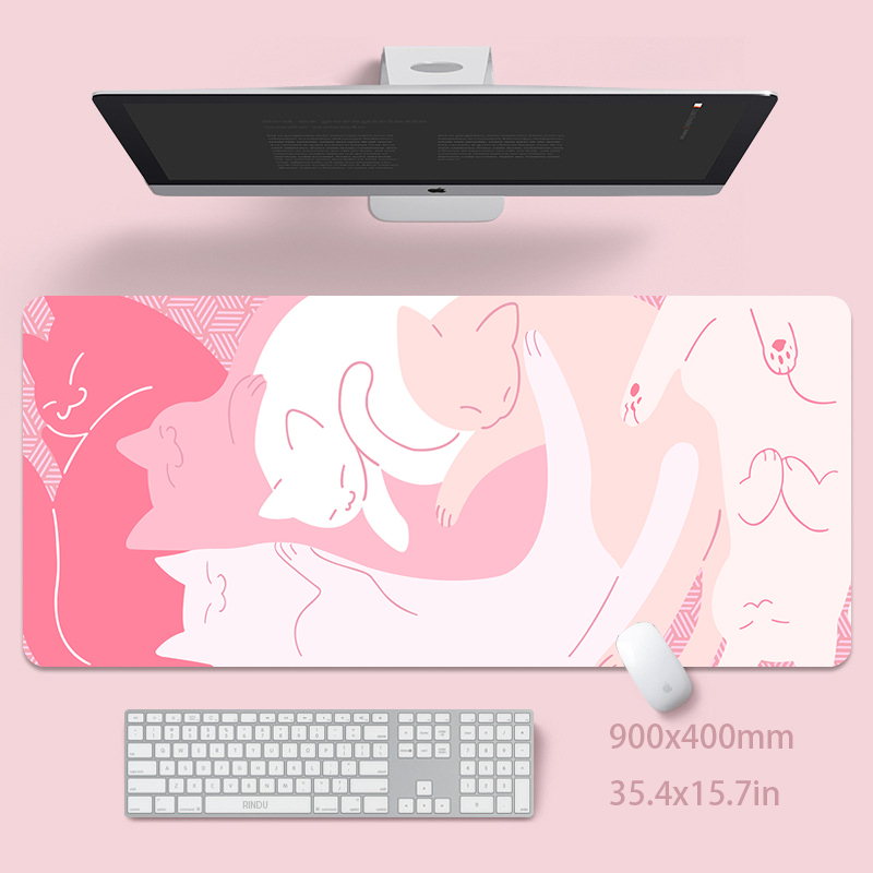 Pc Gaming Pink - Süße Katze, großes Mauspad, 100 x
