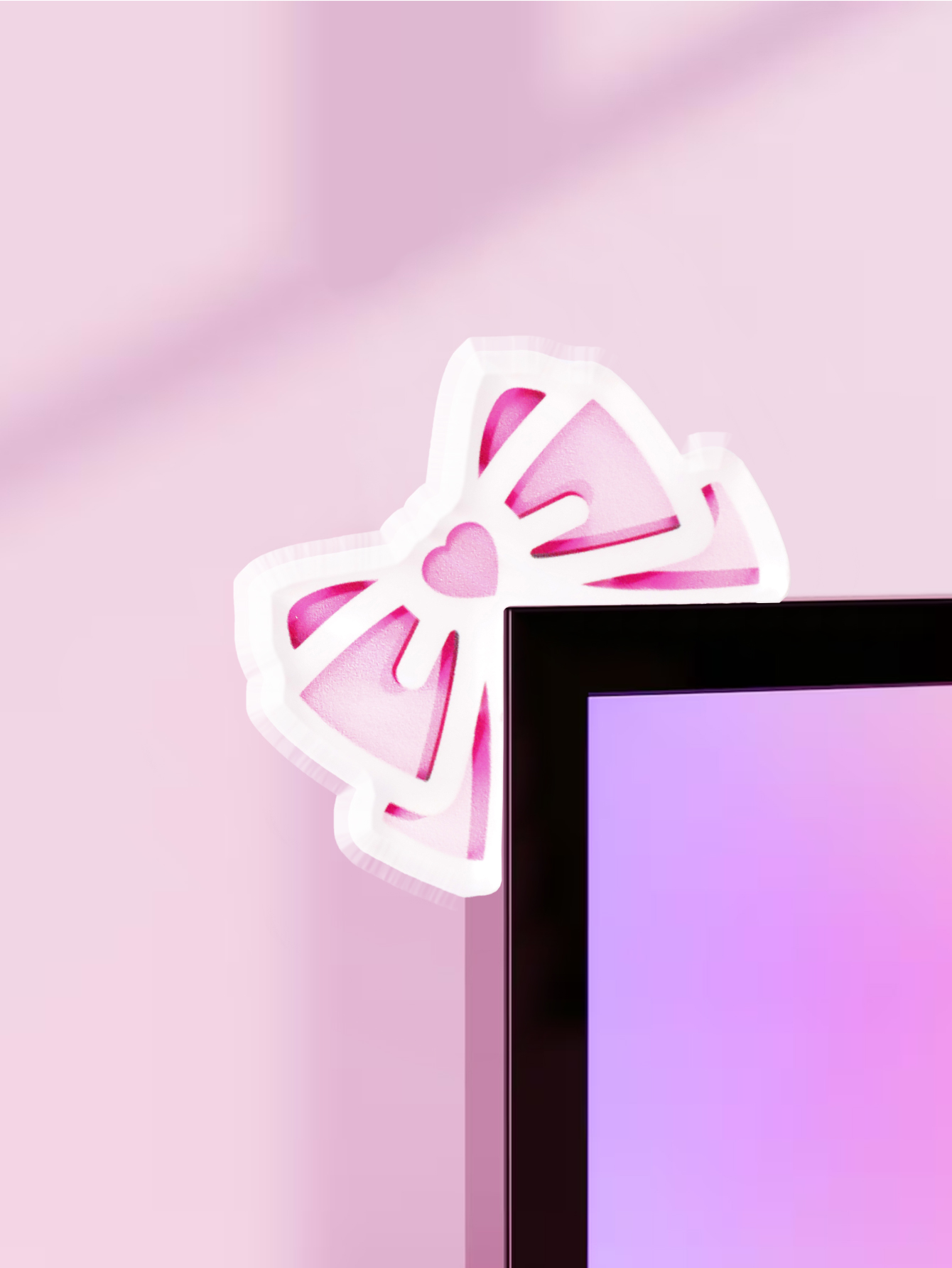 Pc Gaming Pink - Kawaii Schleifen-Monitor-Dekor, rosa Acryl-Schleife, PC-Zubehör, niedliche